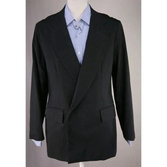 NVy by Nano-Universe Black Double Breasted Cotton Blazer Jacket Medium - Picture 2 of 8